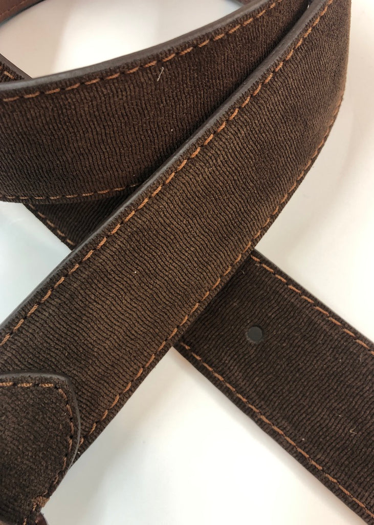 Nubuck Engraved Leather Belt, Belts from Leyva in Chocolate-2 32