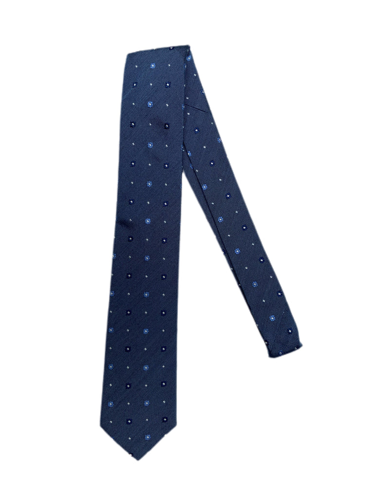 Pattern Silk Tie, Ties from fig. in Blue Flowers on Blue 