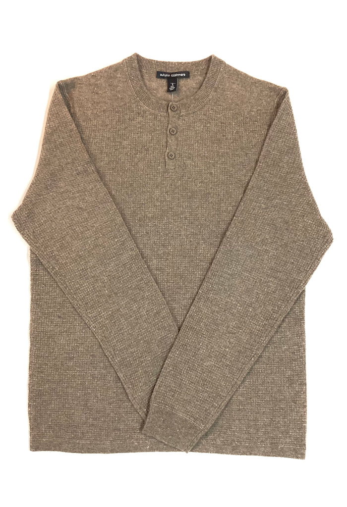 Thermal Henley W/ Yoke Sweaters Autumn Cashmere Men Rye S 