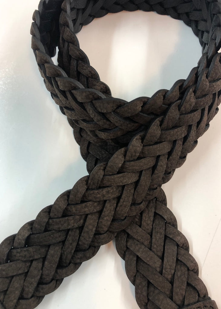 Braided Nubuck Belt, Belts from Leyva in Dark Brown-2 32