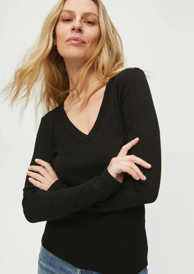 Layla V-Neck Long Sleeve, T-Shirts from Michael Stars in Black O/S