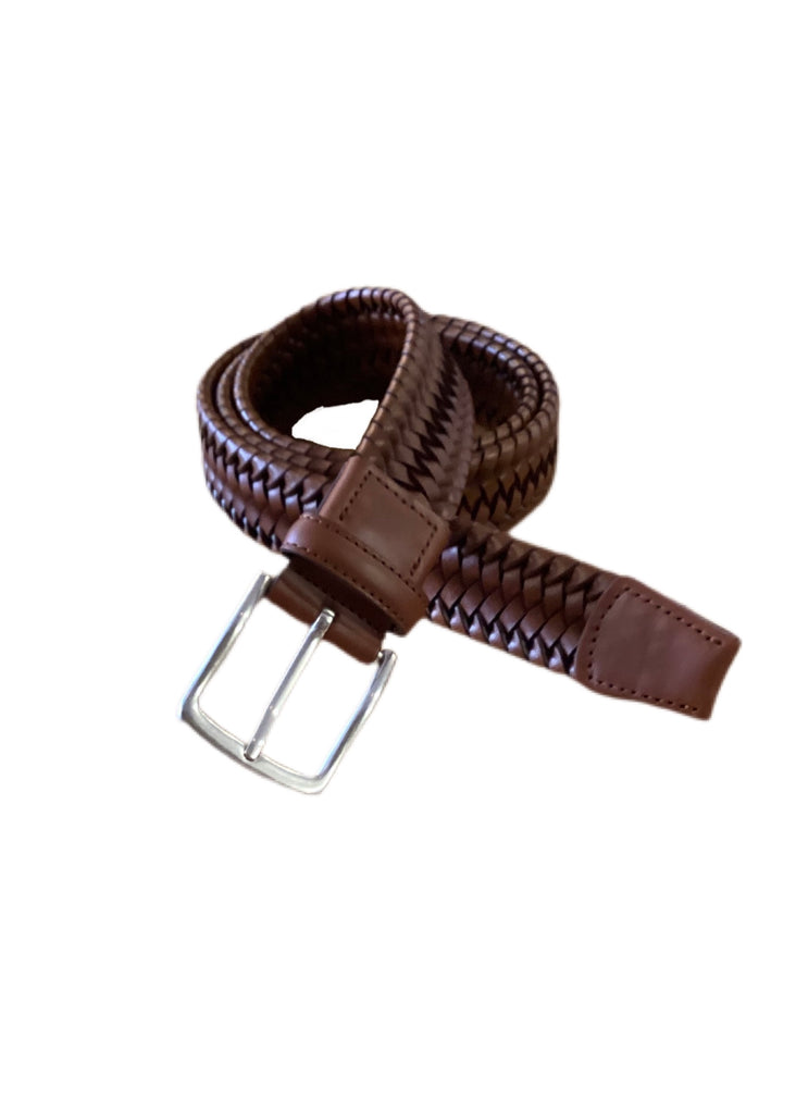 Leather Braided Belt, Belts from LEYVA in Brown 32