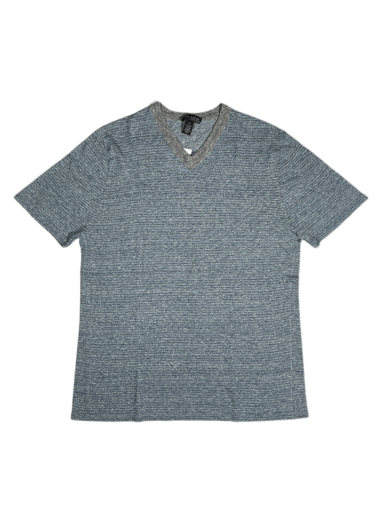 V Neck Feeder Stripe Knit Tee, Pullover from Autumn Cashmere Men in Wolf Grey/Hercus S