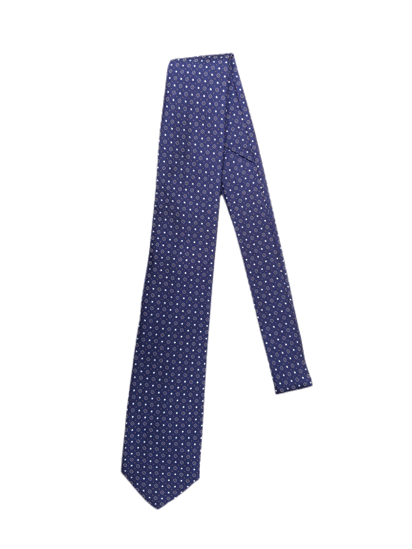Pattern Silk Tie Ties fig. Mini Flower/Dot on Blue  