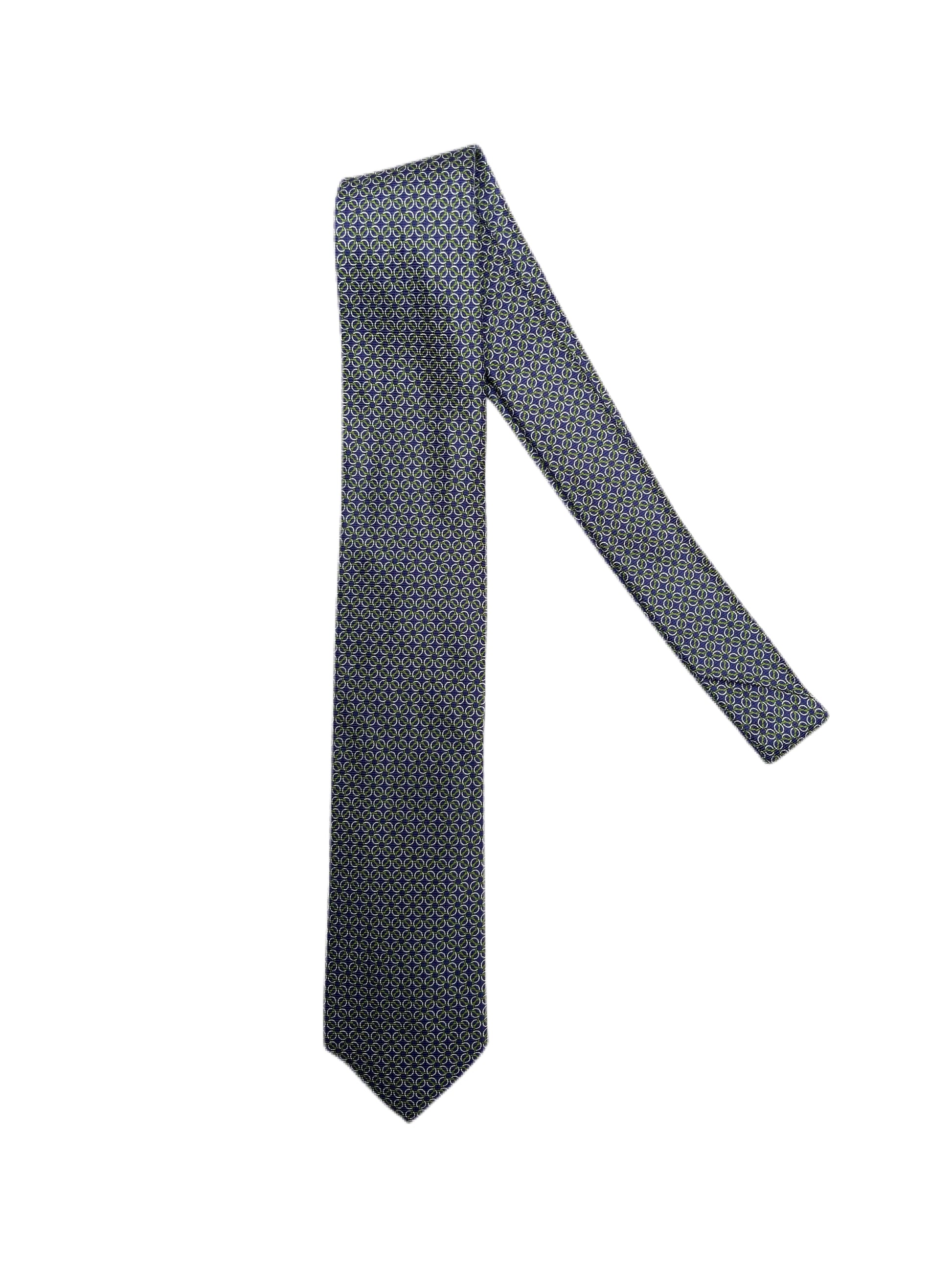 Pattern Silk Blend Tie Ties fig. Navy/Green  
