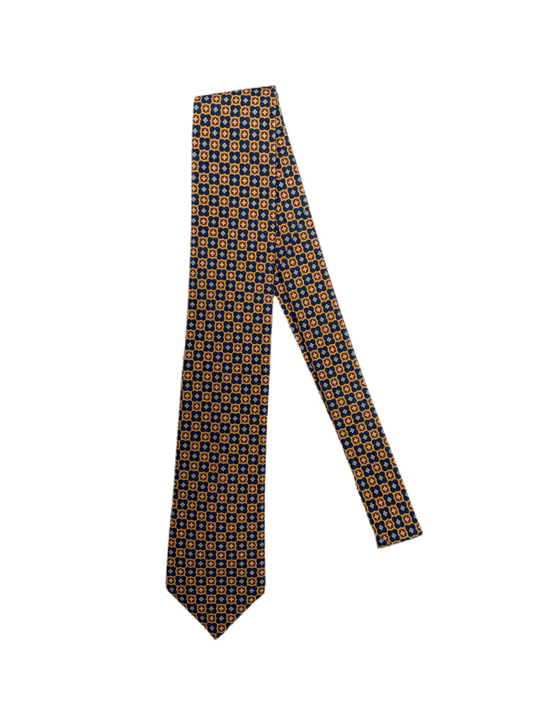 Pattern Silk Tie, Ties from fig. in Mustard/Blue Tile 