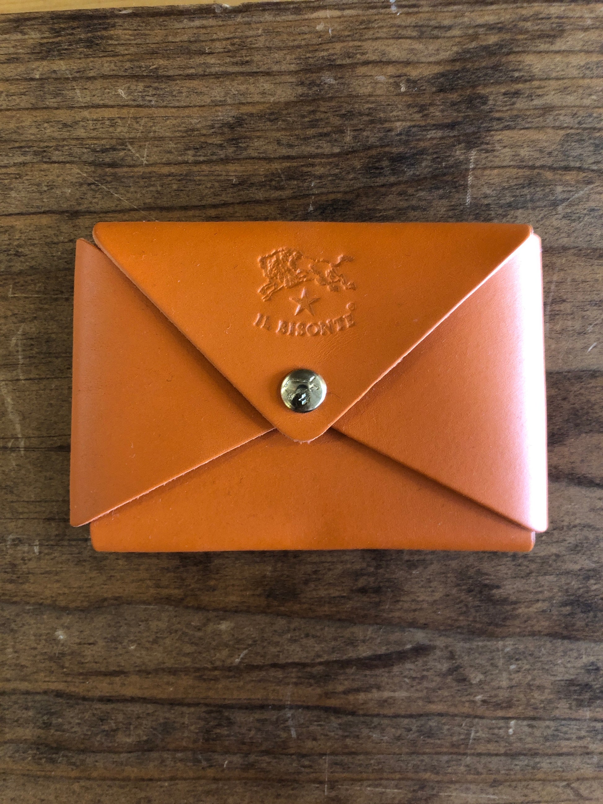 Classic Card Case Small Leather Goods Il Bisonte Orange  