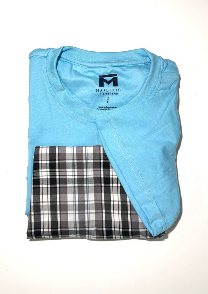 S/S Crew & Lounge Set, Pajamas from Majestic International in Turquoise S