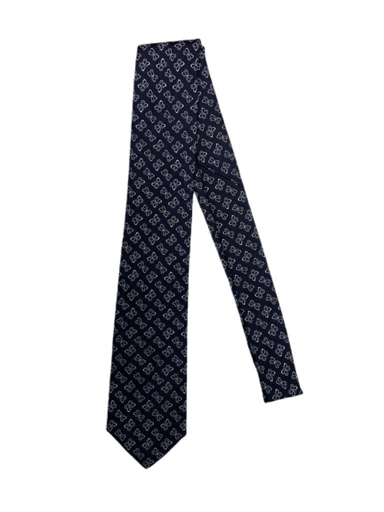 Pattern Silk Tie, Ties from fig. in Navy/Silver Butterfly 