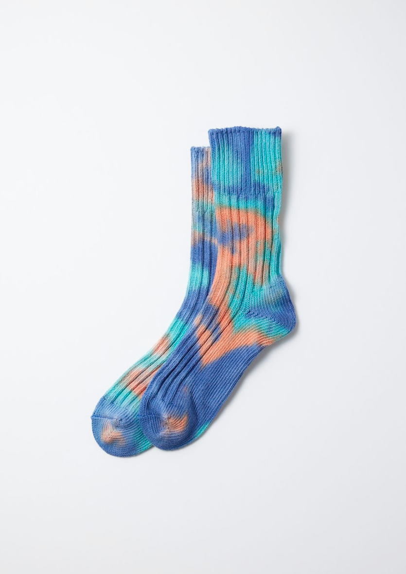 Tie Dye Chunky Ribbed Socks Socks RoToTo Blu/Ora/Tur L 
