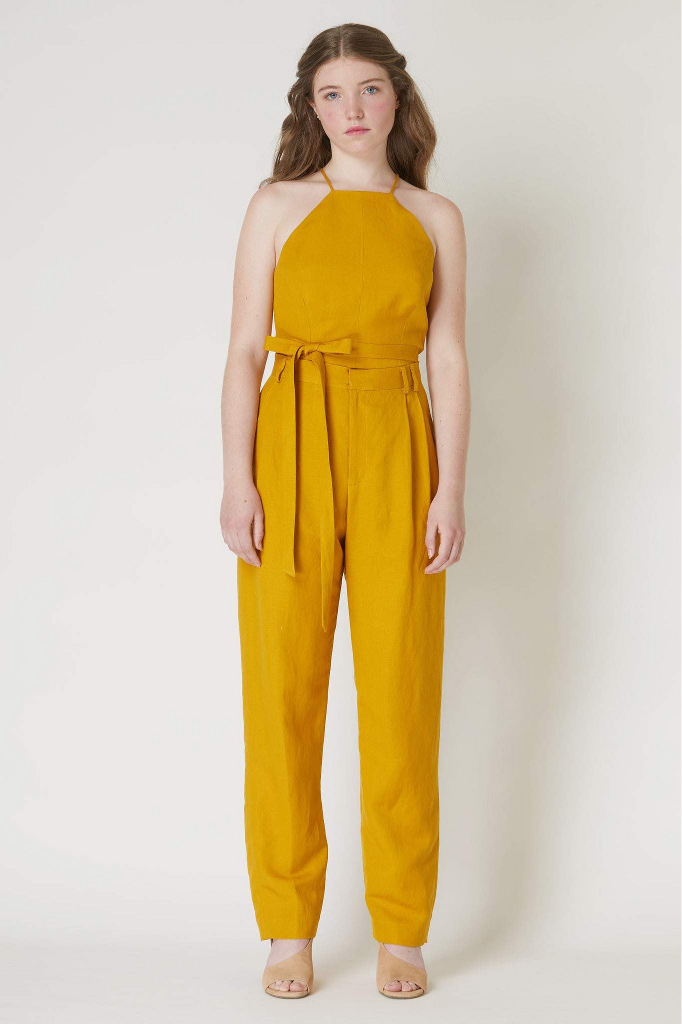 Thy-Lan Top in Solid Linen Tops CHRISTINE ALCALAY Marigold X-Small 