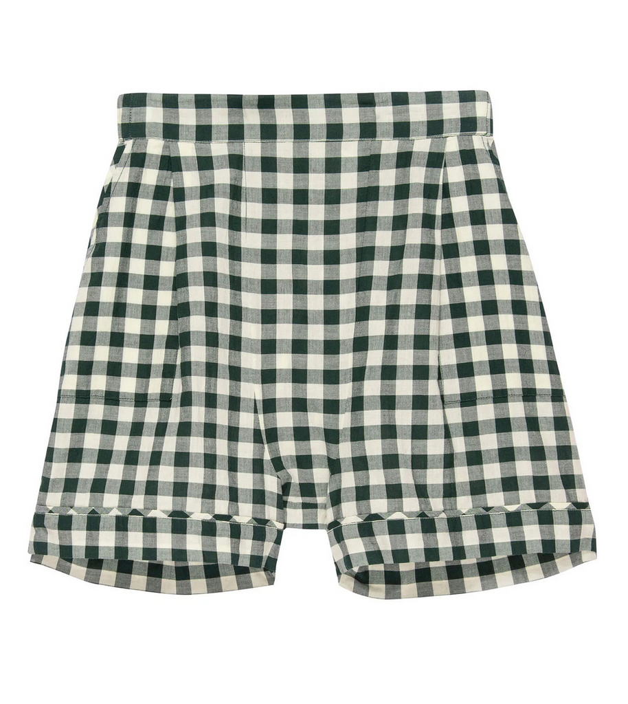 The Square Pajama Short, Sleepwear from The Great. in FIR PINE GINGHAM 0/XS