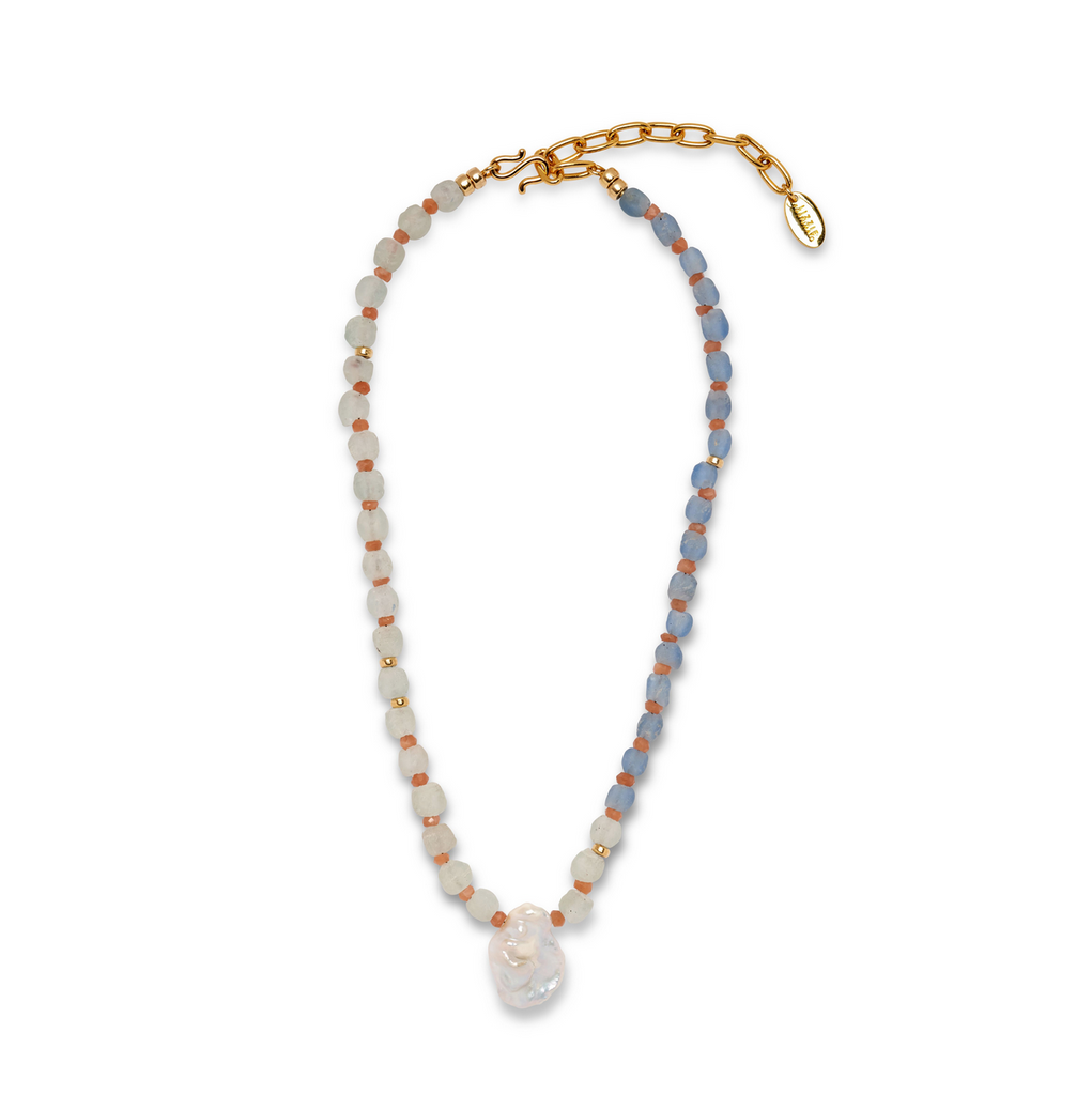 Pearl Pyramid Necklace in Sea, Necklaces from Lizzie Fortunato in Multi 