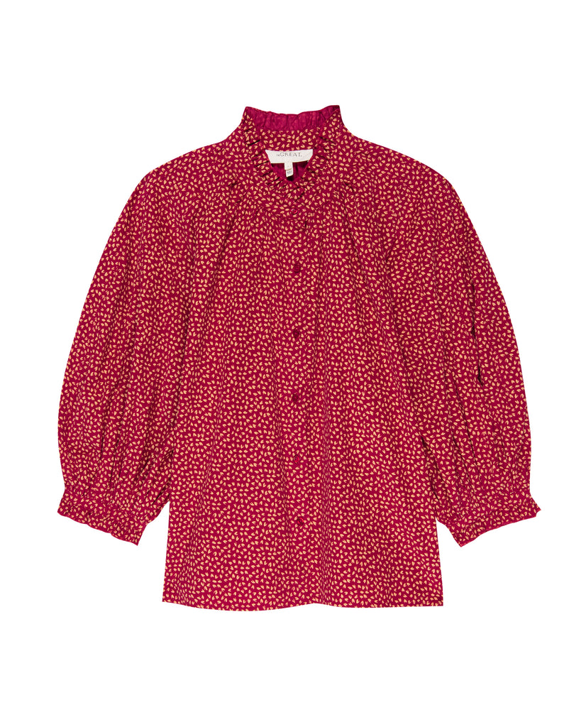 The Boutonniere Top, Blouses from The Great. in Red Laurel Leaf 0/XS