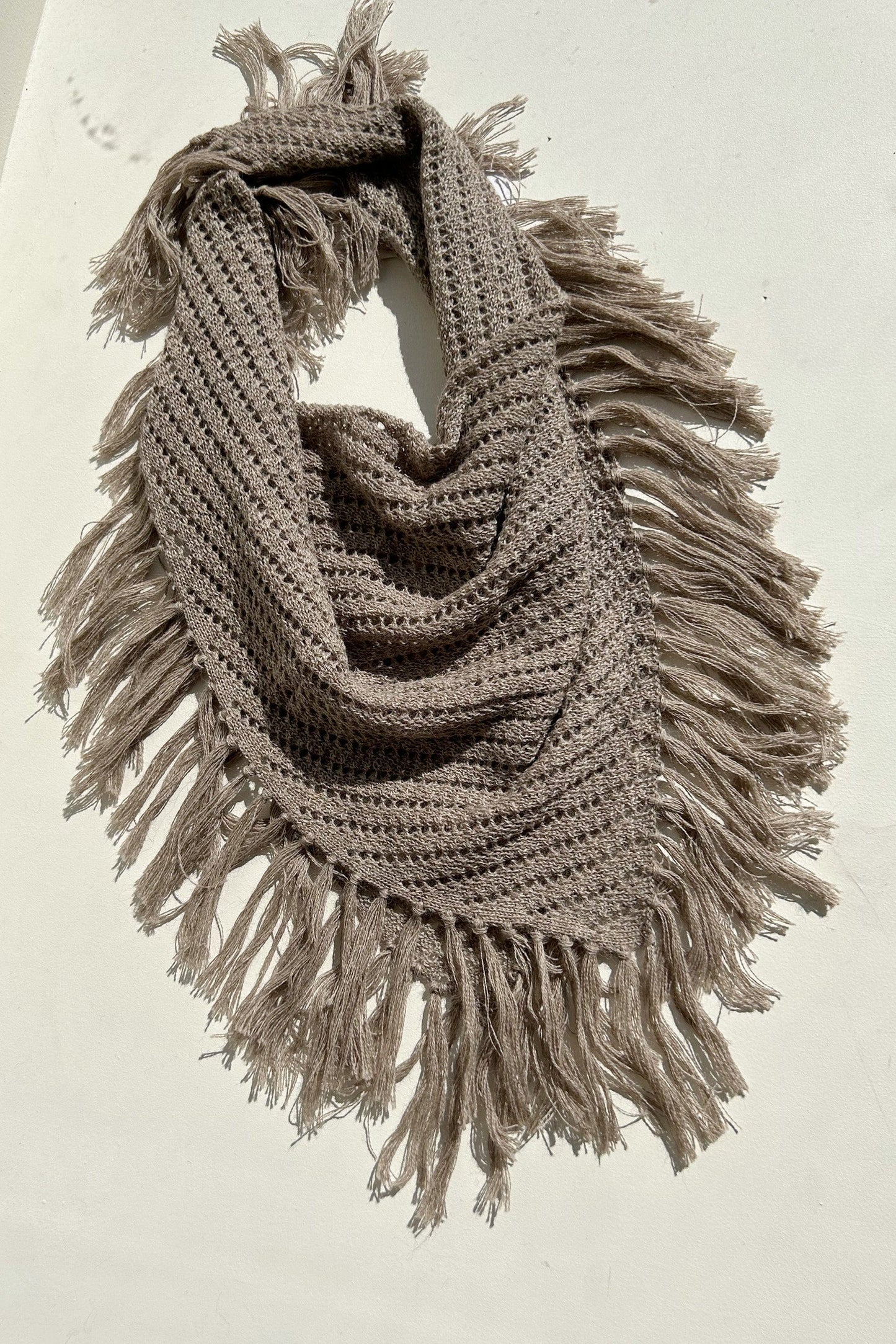 Fringe Scarf in Baby Alpaca Accessories CHRISTINE ALCALAY Heather Brown One Size 