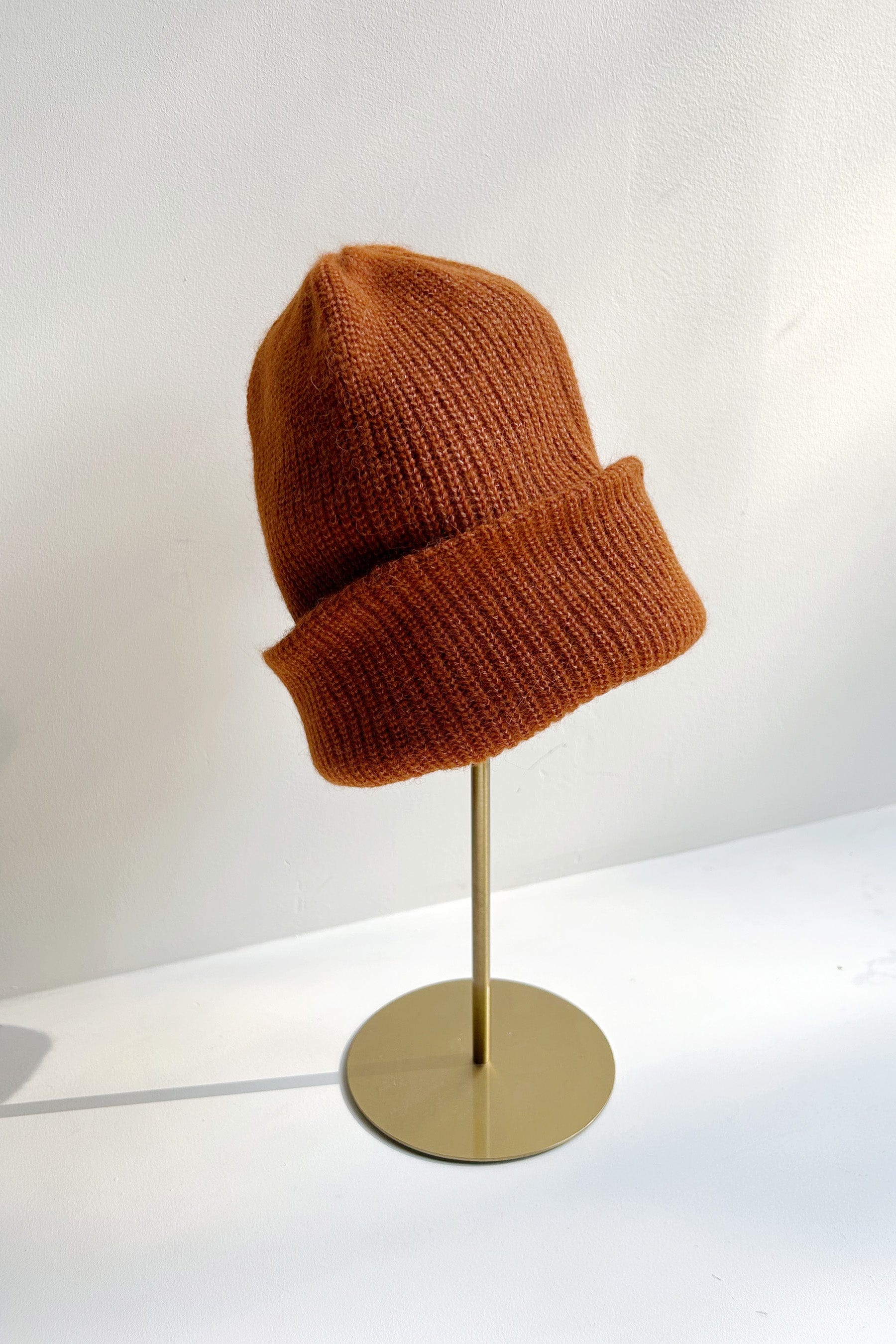 Rib Beanie Hat in Alpaca Wool Blend - Rust Accessories CHRISTINE ALCALAY Rust One Size 