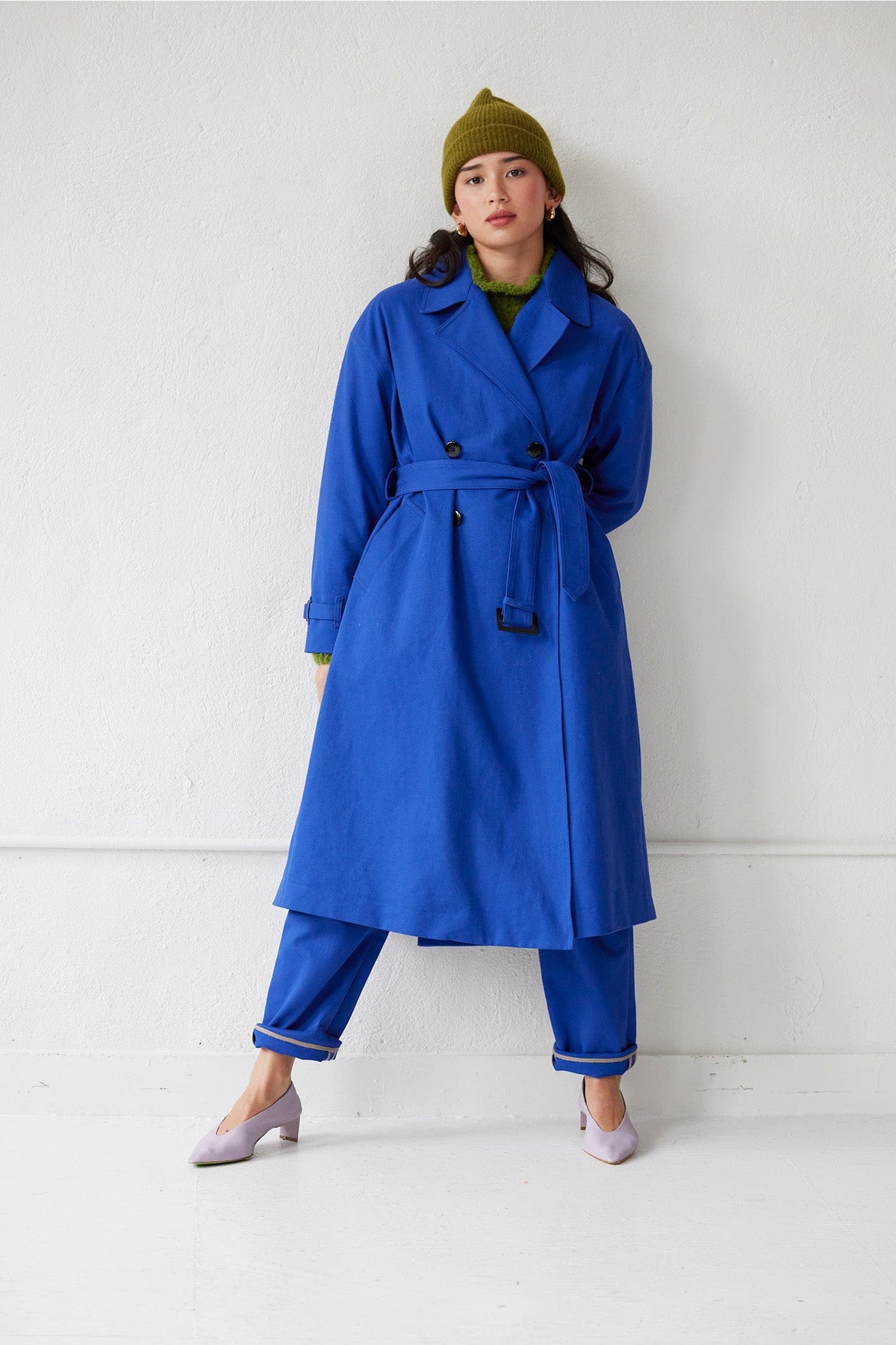 Regine Trench Coat in Cotton Twill Jackets & Outerwear CHRISTINE ALCALAY Cobalt Extra Small 
