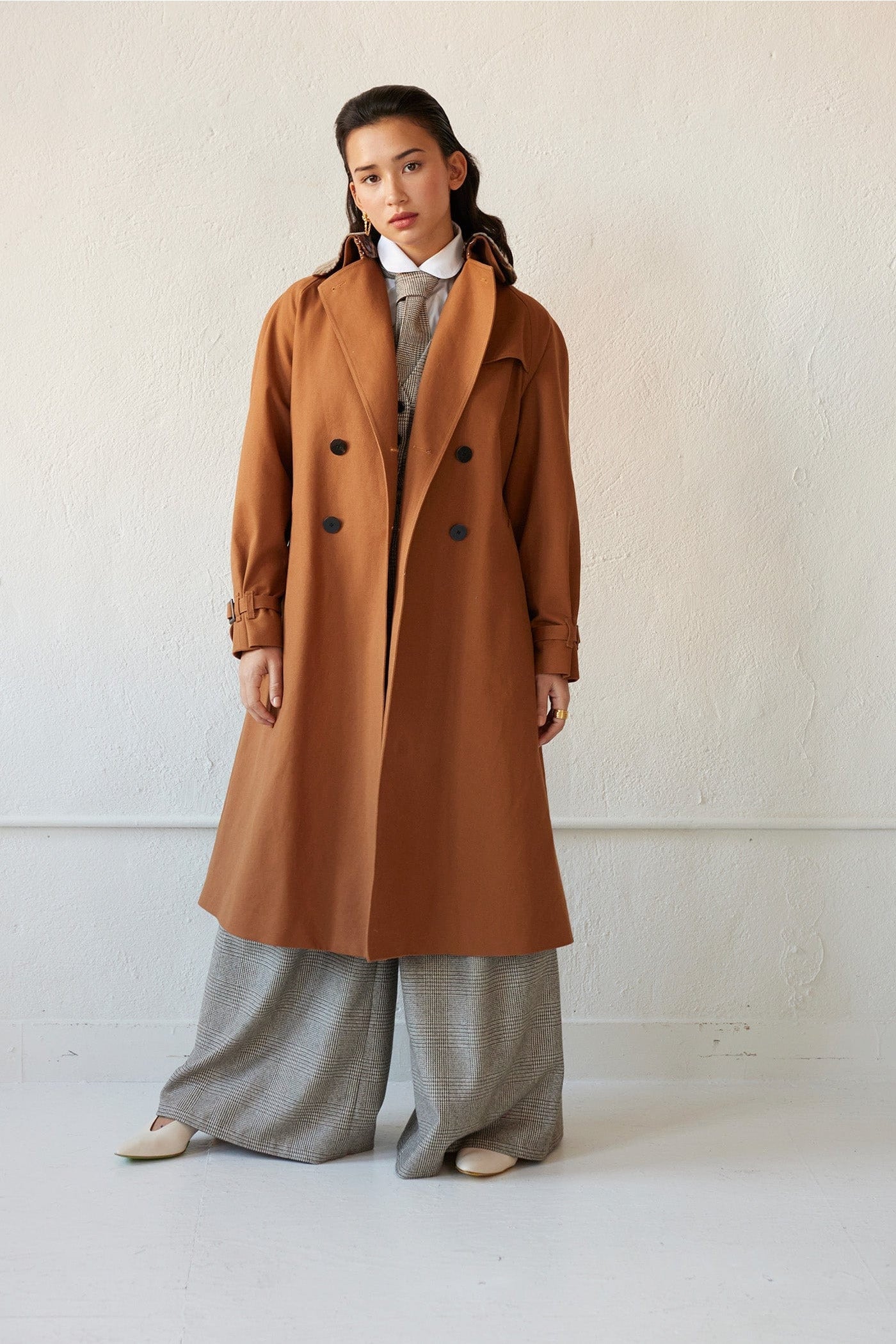 Regine Trench Coat in Cotton Twill Jackets & Outerwear CHRISTINE ALCALAY Nutmeg Extra Small 