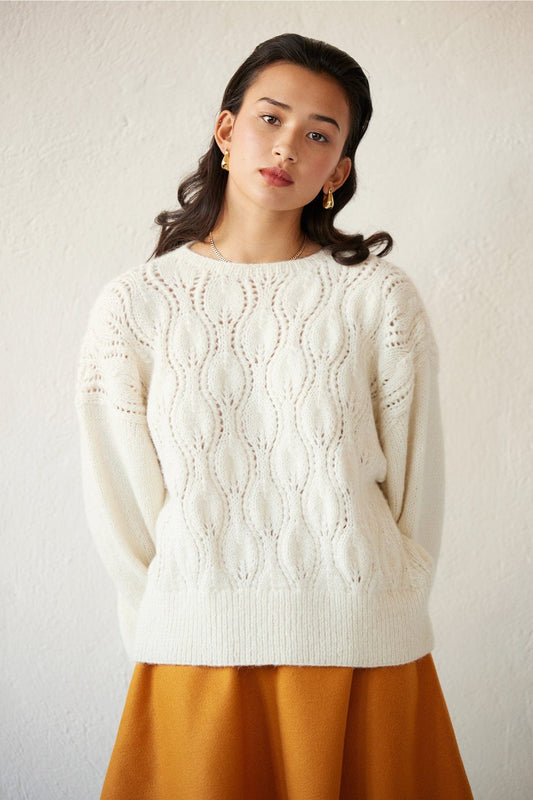 Mildred Sweater in Alpaca Blend Sweaters CHRISTINE ALCALAY Cream Knit XS/S 