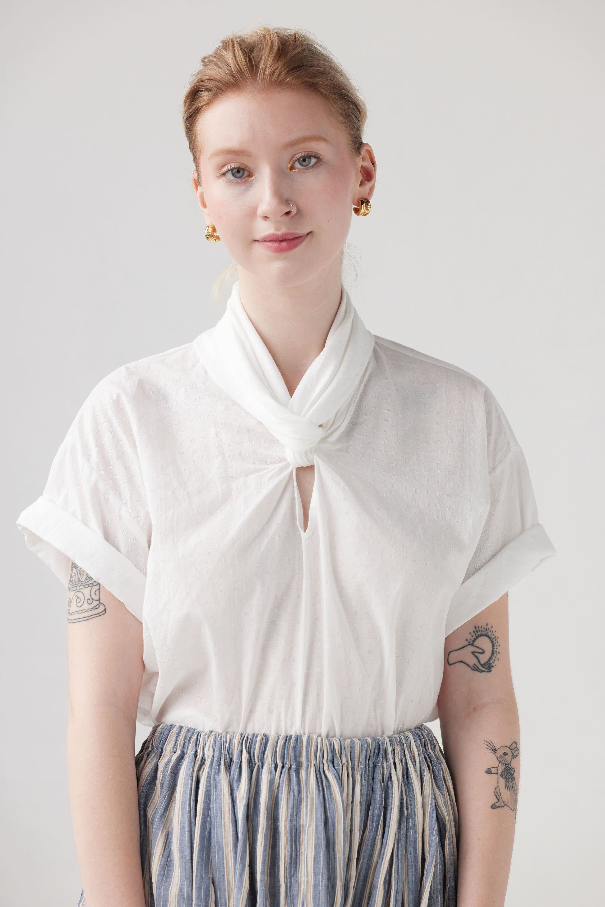 Betty Blouse in Ticked Cotton Tops CHRISTINE ALCALAY   