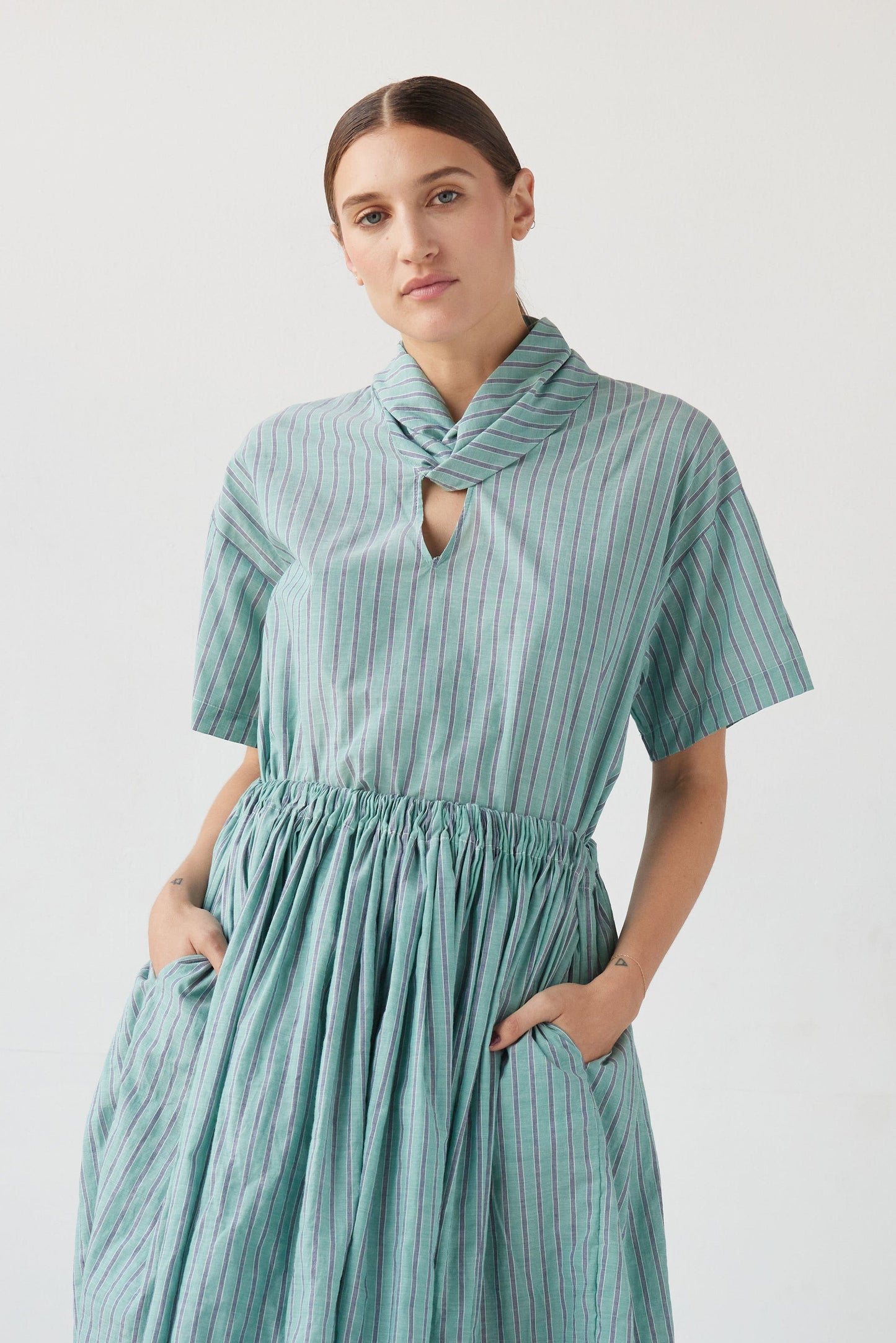 Betty Blouse in Striped Voile Tops CHRISTINE ALCALAY Green Stripe Extra Small 