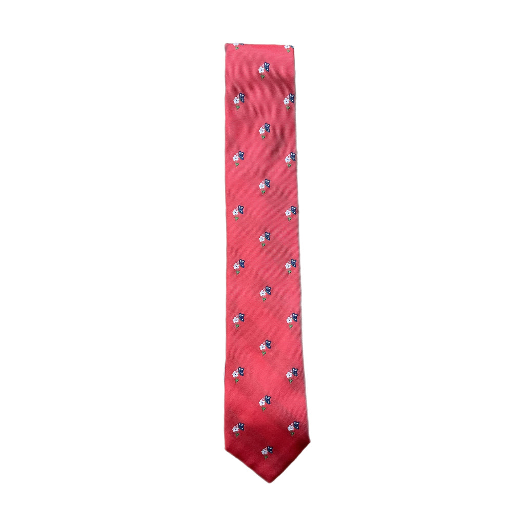 Neck Tie, Ties from fig. in Coral w/ Blue Butterfly 