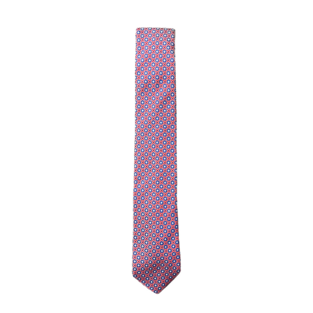 Neck Tie, Ties from fig. in Blue Flower on Red 