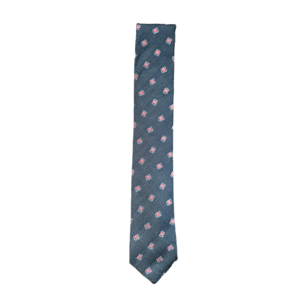 Neck Tie Ties fig. Grey w/Pink Square  