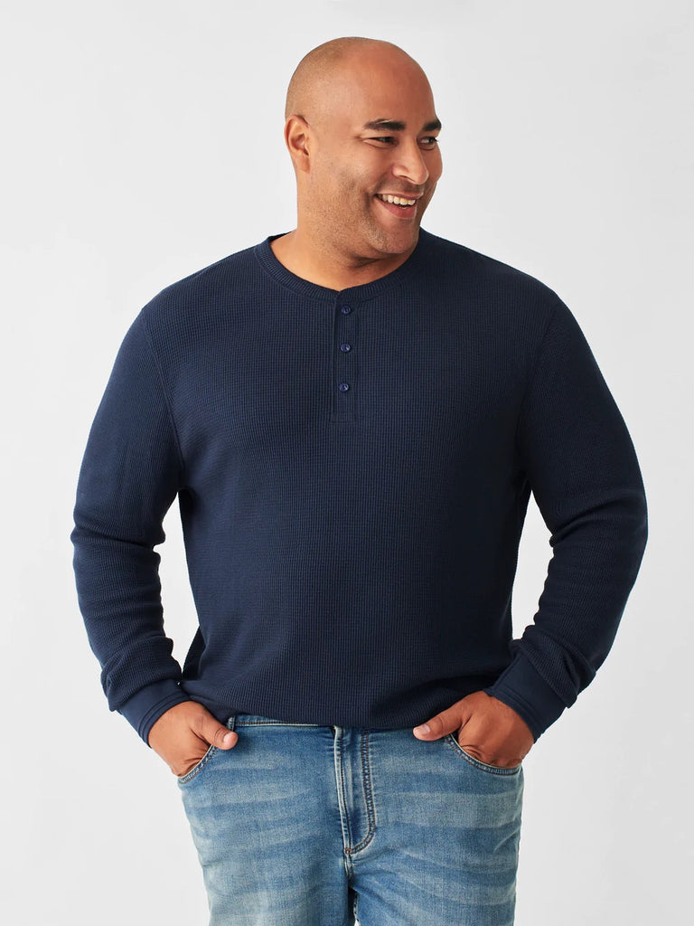 Legend Waffle Henley, T-Shirts from Faherty in Navy S
